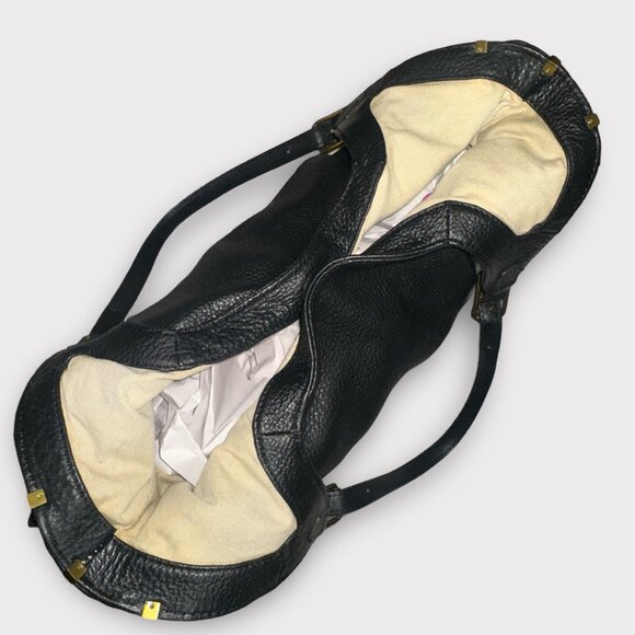 Elliott Lucca Sintra Shoulder Bag Black Pebbled Leather Hobo Zipper Tassels - Picture 6 of 9